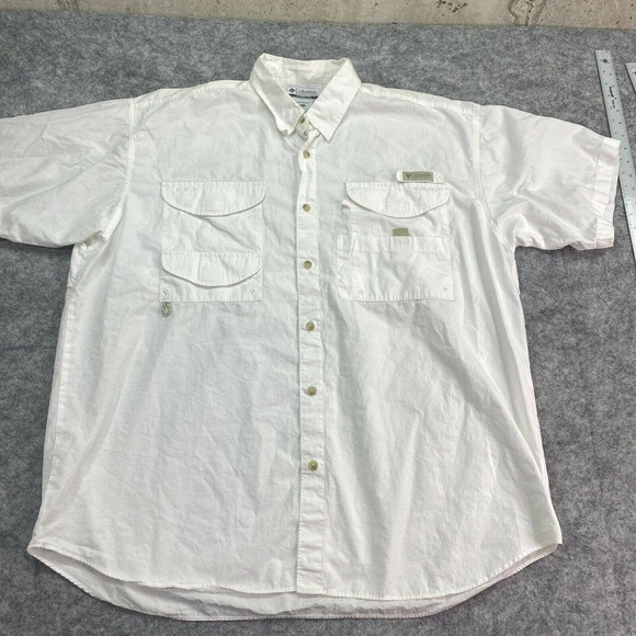 Columbia Other - Columbia Shirt Mens Extra Large White PFG Short Sleeve Button Up Fishing XL